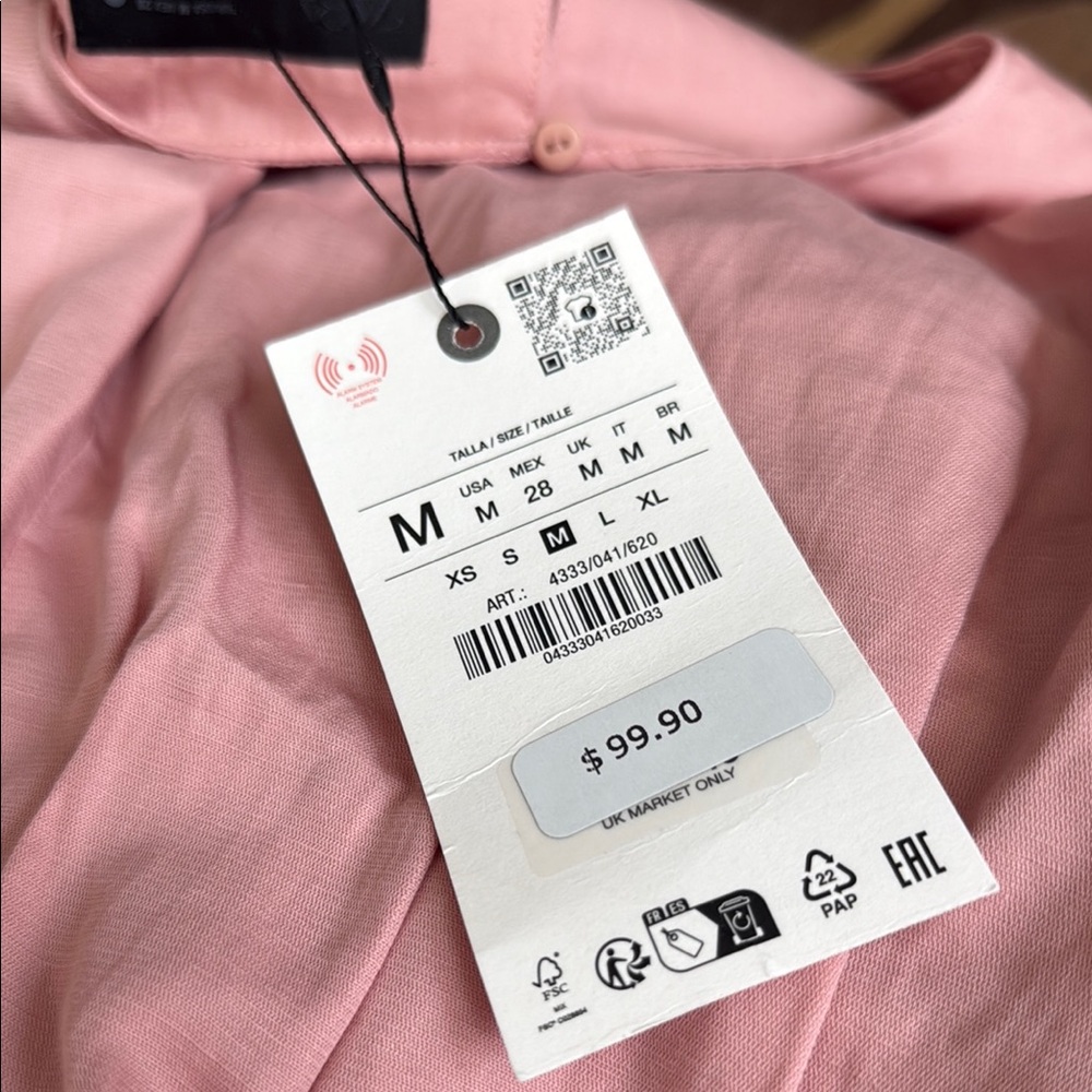 Zara Pink Sheath Pleated Midi Dress for Work - size M (NEW) - Picture 6 of 6